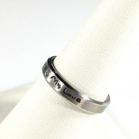 "You are my Love" CZ Stainless Steel Ring Wedding Anniversary Promise US Size 8 - Picture 7 of 11